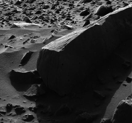 NASA photo of rock Sandia by rover Spirit on Mars