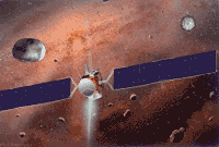 NASA artist concept of Dawn with Vesta and Ceres.