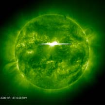 SOHO image of the 'Bastille Day' Sun provided by NASA's Goddard Space Flight Center
