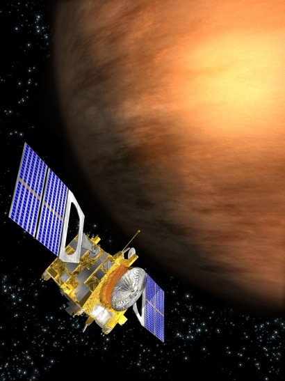 An ESA artist's vision of Venus Express over Venus
