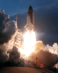 Space Shuttle Atlantis STS-74 on its way up to space