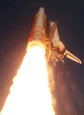 Space Shuttle Discovery on its way up to the International Space Station