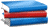 red white & blue book stack